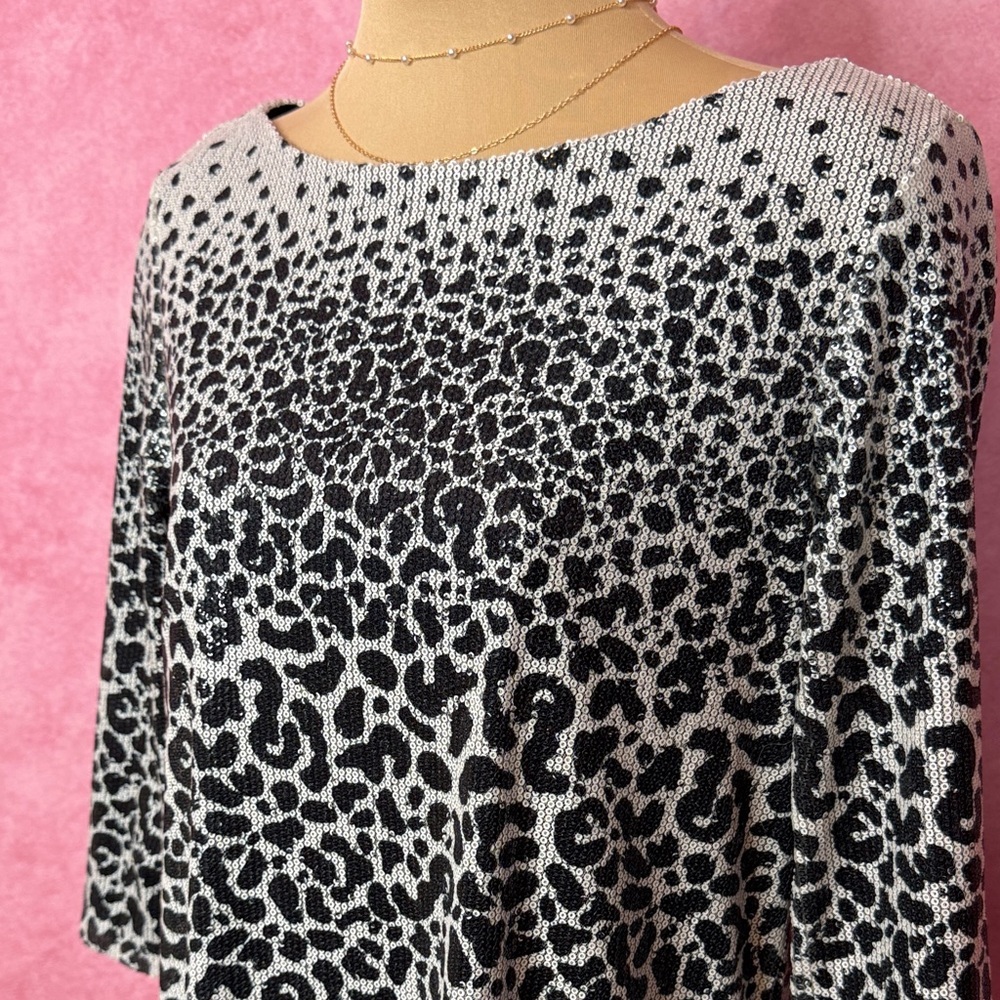 135. Zara Basic Sequin Leopard Print Mini Dress B… - image 3
